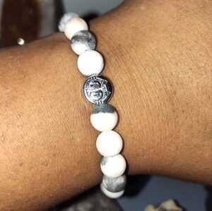 Beautiful Matte zebra Jasper stretch bracelet